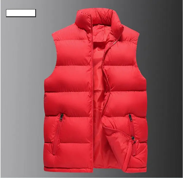 Mens Vest Jacket Warm Sleeveless Jackets Winter Waterproof Zipper Coat Autumn Stand-up Collar Casual Waistcoat
