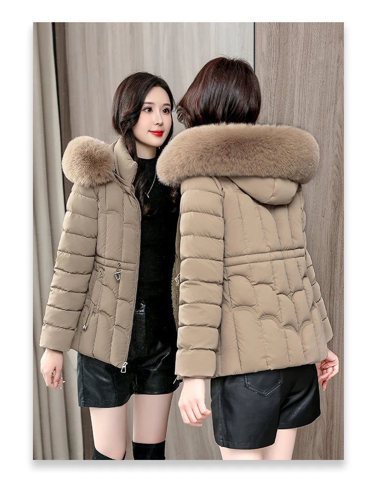Winter 2025 New Down Jacket Women Parkas Fashion High-Quality Warm Cotton Padded Coat Ladies Short Overcoat Hooded