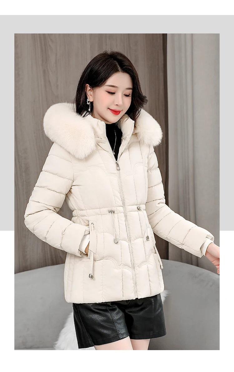 Winter 2025 New Down Jacket Women Parkas Fashion High-Quality Warm Cotton Padded Coat Ladies Short Overcoat Hooded
