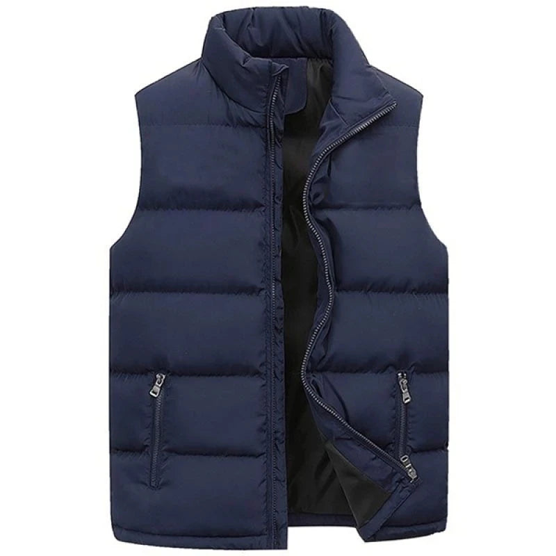 Mens Vest Jacket Warm Sleeveless Jackets Winter Waterproof Zipper Coat Autumn Stand-up Collar Casual Waistcoat