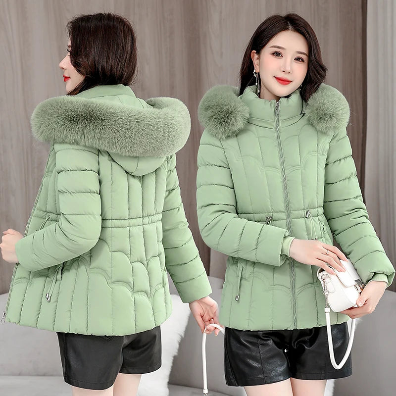 Winter 2025 New Down Jacket Women Parkas Fashion High-Quality Warm Cotton Padded Coat Ladies Short Overcoat Hooded