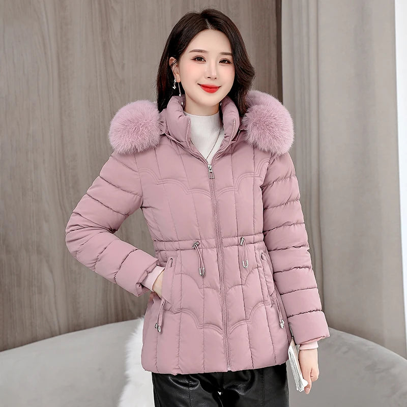 Winter 2025 New Down Jacket Women Parkas Fashion High-Quality Warm Cotton Padded Coat Ladies Short Overcoat Hooded
