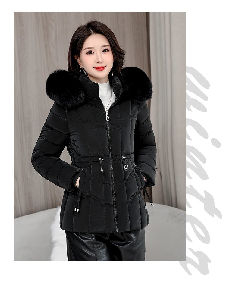 Winter 2025 New Down Jacket Women Parkas Fashion High-Quality Warm Cotton Padded Coat Ladies Short Overcoat Hooded