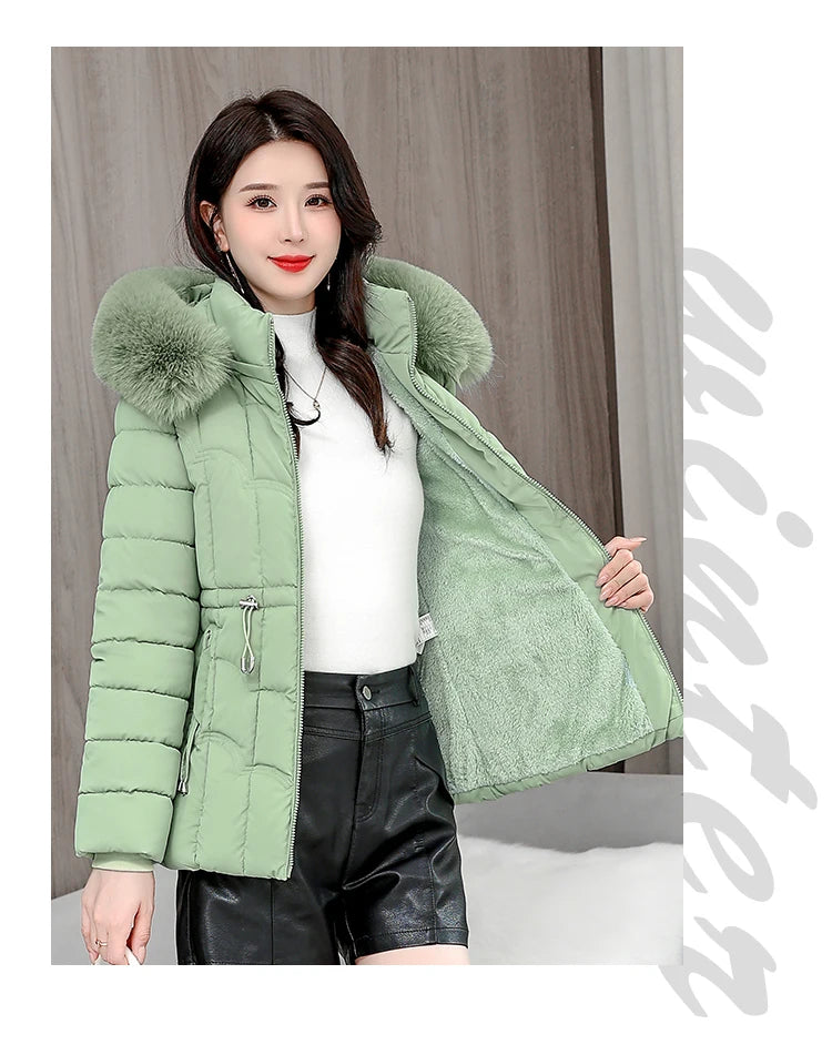 Winter 2025 New Down Jacket Women Parkas Fashion High-Quality Warm Cotton Padded Coat Ladies Short Overcoat Hooded