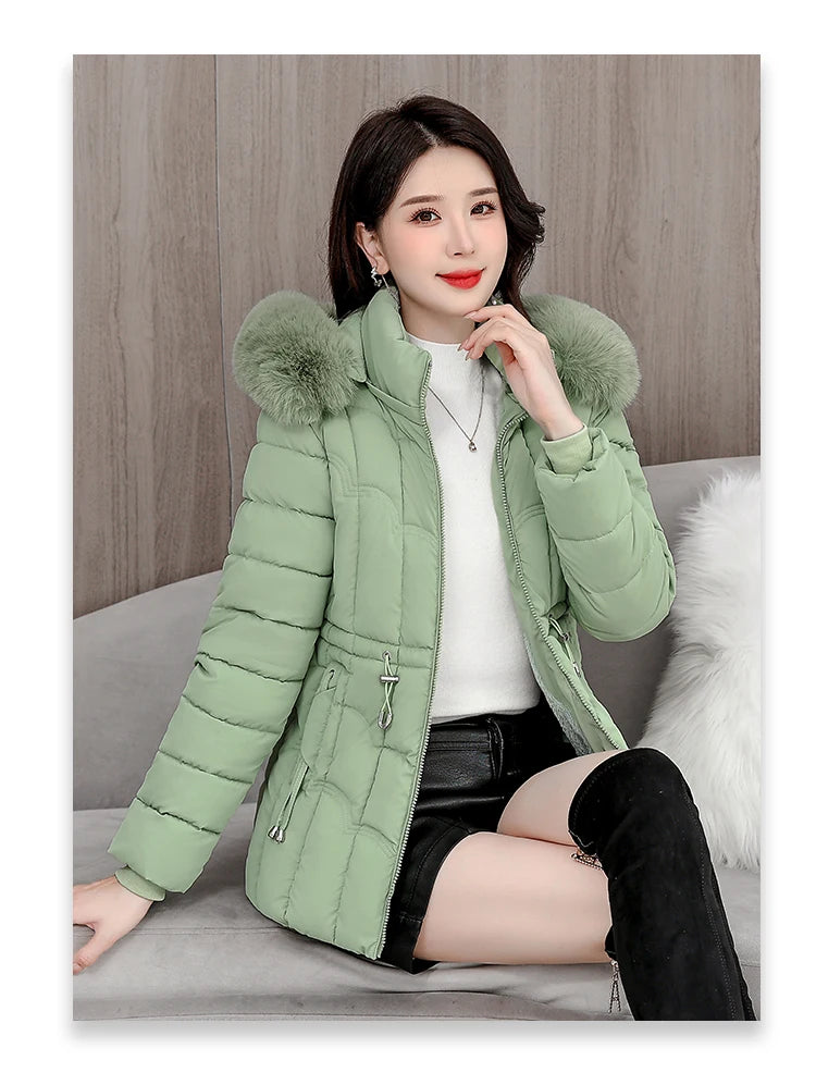 Winter 2025 New Down Jacket Women Parkas Fashion High-Quality Warm Cotton Padded Coat Ladies Short Overcoat Hooded