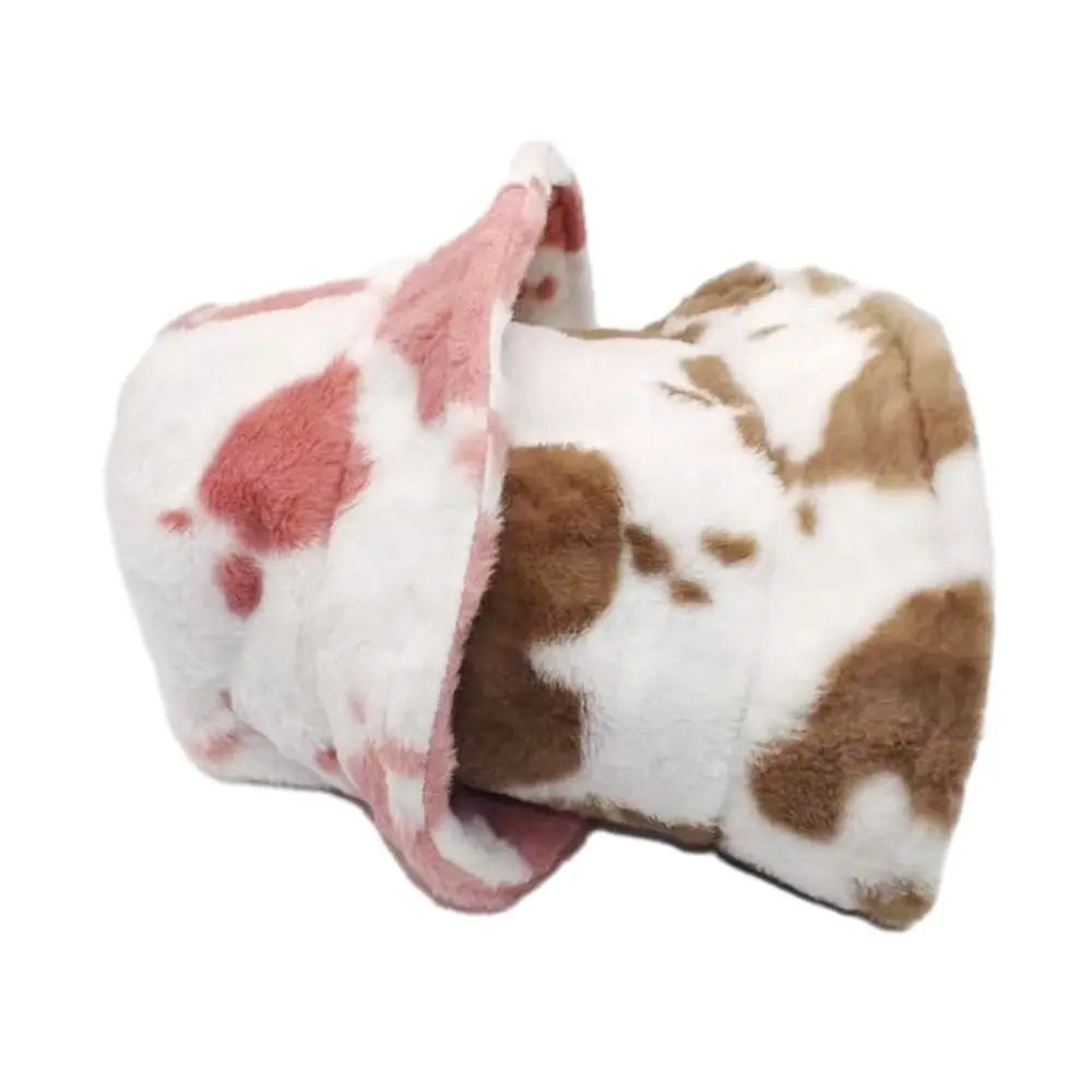 Winter Bucket Hat Women's Fashion Milk Cow Grain Panama Warm Hats Female Vintage  Cap