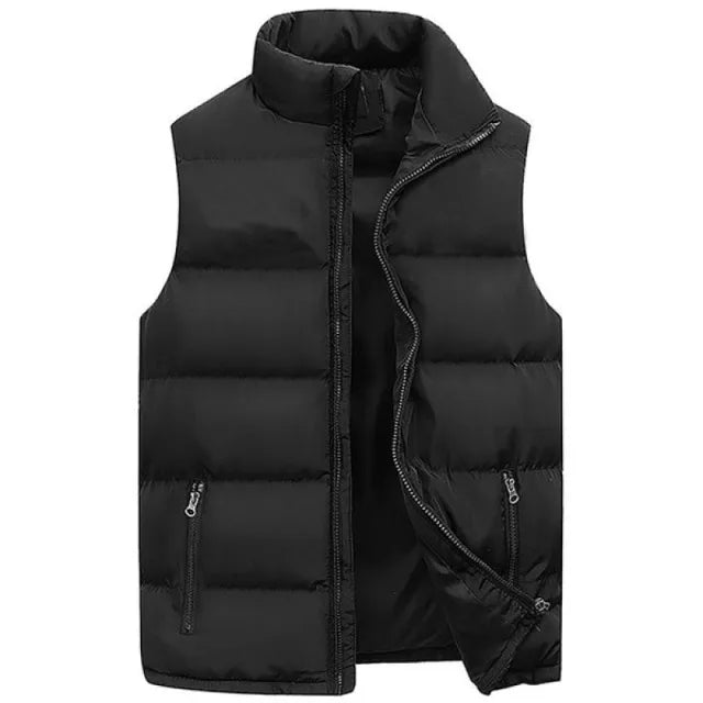 Mens Vest Jacket Warm Sleeveless Jackets Winter Waterproof Zipper Coat Autumn Stand-up Collar Casual Waistcoat