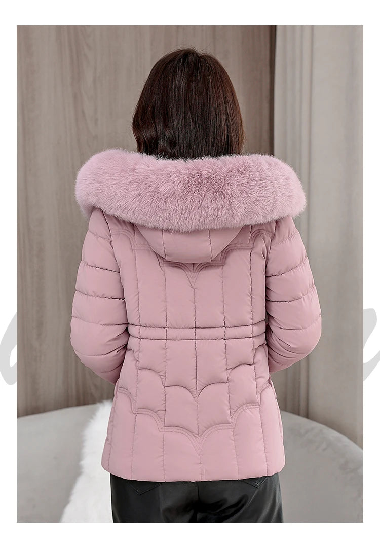 Winter 2025 New Down Jacket Women Parkas Fashion High-Quality Warm Cotton Padded Coat Ladies Short Overcoat Hooded