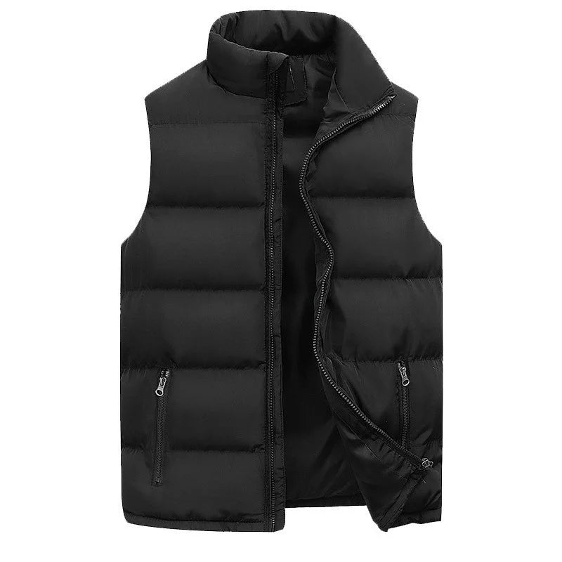 Mens Vest Jacket Warm Sleeveless Jackets Winter Waterproof Zipper Coat Autumn Stand-up Collar Casual Waistcoat