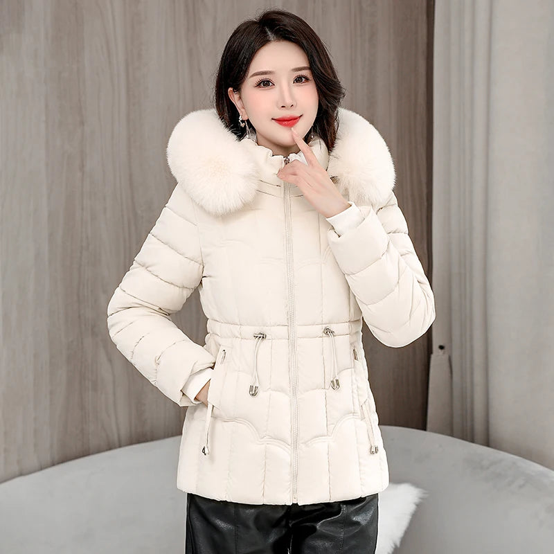 Winter 2025 New Down Jacket Women Parkas Fashion High-Quality Warm Cotton Padded Coat Ladies Short Overcoat Hooded