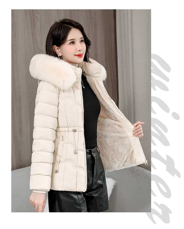 Winter 2025 New Down Jacket Women Parkas Fashion High-Quality Warm Cotton Padded Coat Ladies Short Overcoat Hooded