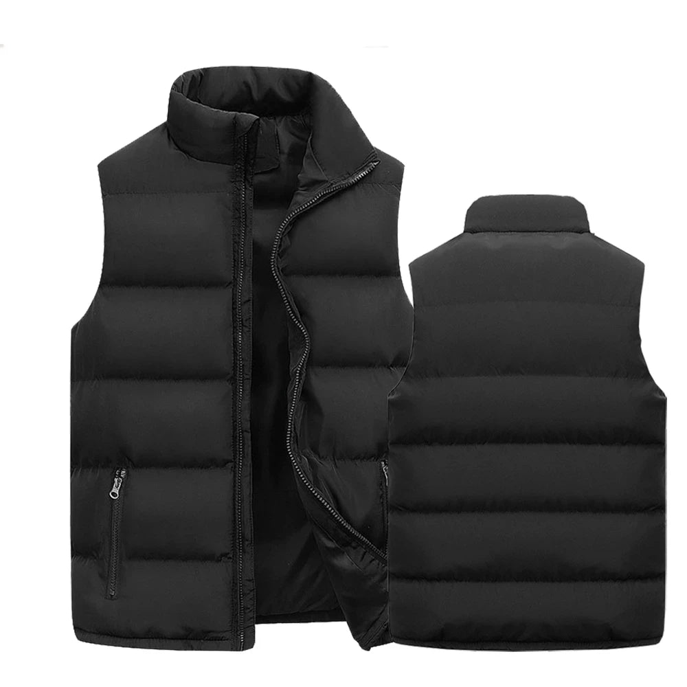 Mens Vest Jacket Warm Sleeveless Jackets Winter Waterproof Zipper Coat Autumn Stand-up Collar Casual Waistcoat