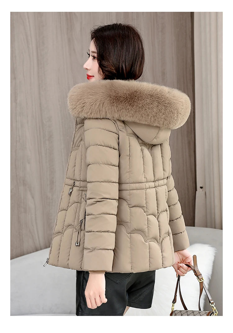 Winter 2025 New Down Jacket Women Parkas Fashion High-Quality Warm Cotton Padded Coat Ladies Short Overcoat Hooded