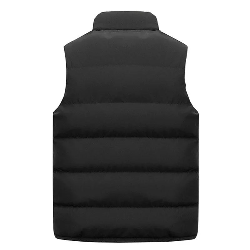 Mens Vest Jacket Warm Sleeveless Jackets Winter Waterproof Zipper Coat Autumn Stand-up Collar Casual Waistcoat