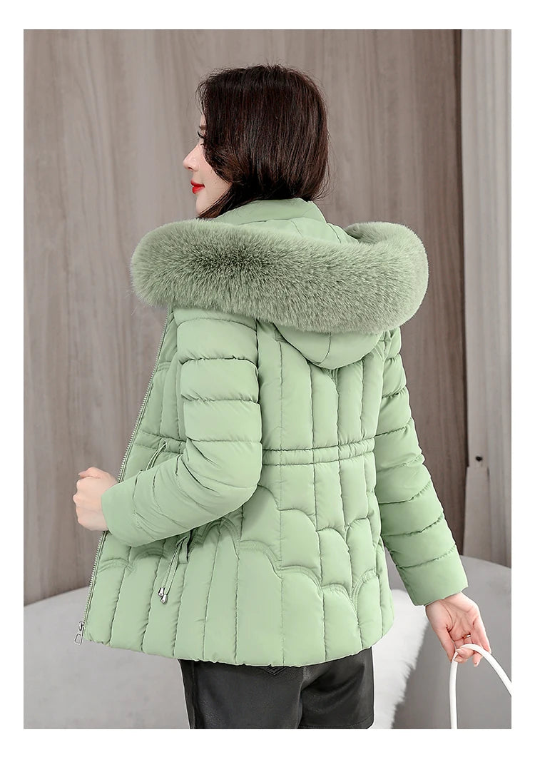 Winter 2025 New Down Jacket Women Parkas Fashion High-Quality Warm Cotton Padded Coat Ladies Short Overcoat Hooded