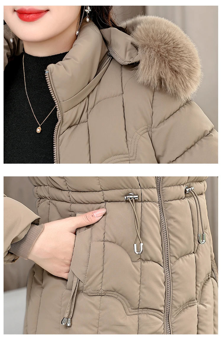 Winter 2025 New Down Jacket Women Parkas Fashion High-Quality Warm Cotton Padded Coat Ladies Short Overcoat Hooded