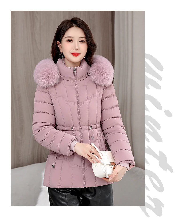Winter 2025 New Down Jacket Women Parkas Fashion High-Quality Warm Cotton Padded Coat Ladies Short Overcoat Hooded